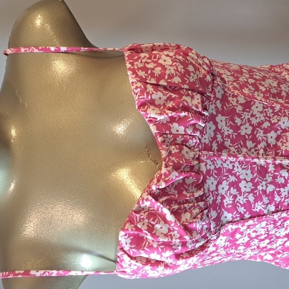 Pink Zara Flowered Print Corset Style Bodysuit - Picture 3 of 7